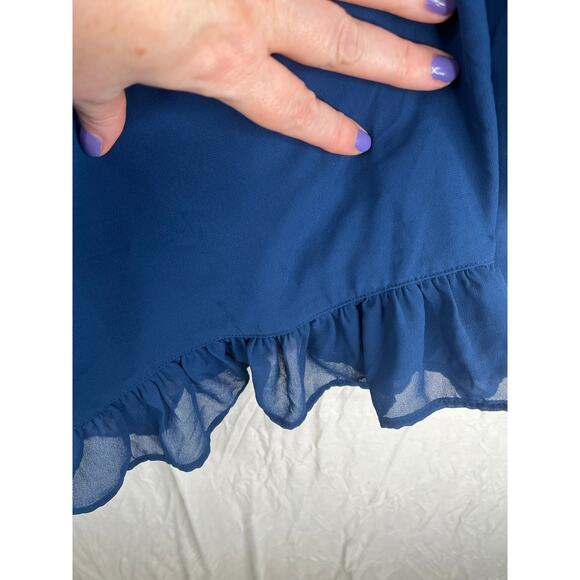 Abercrombie & Fitch long sleeve Babydoll mini dress in blue, size L, EUC - Picture 7 of 12